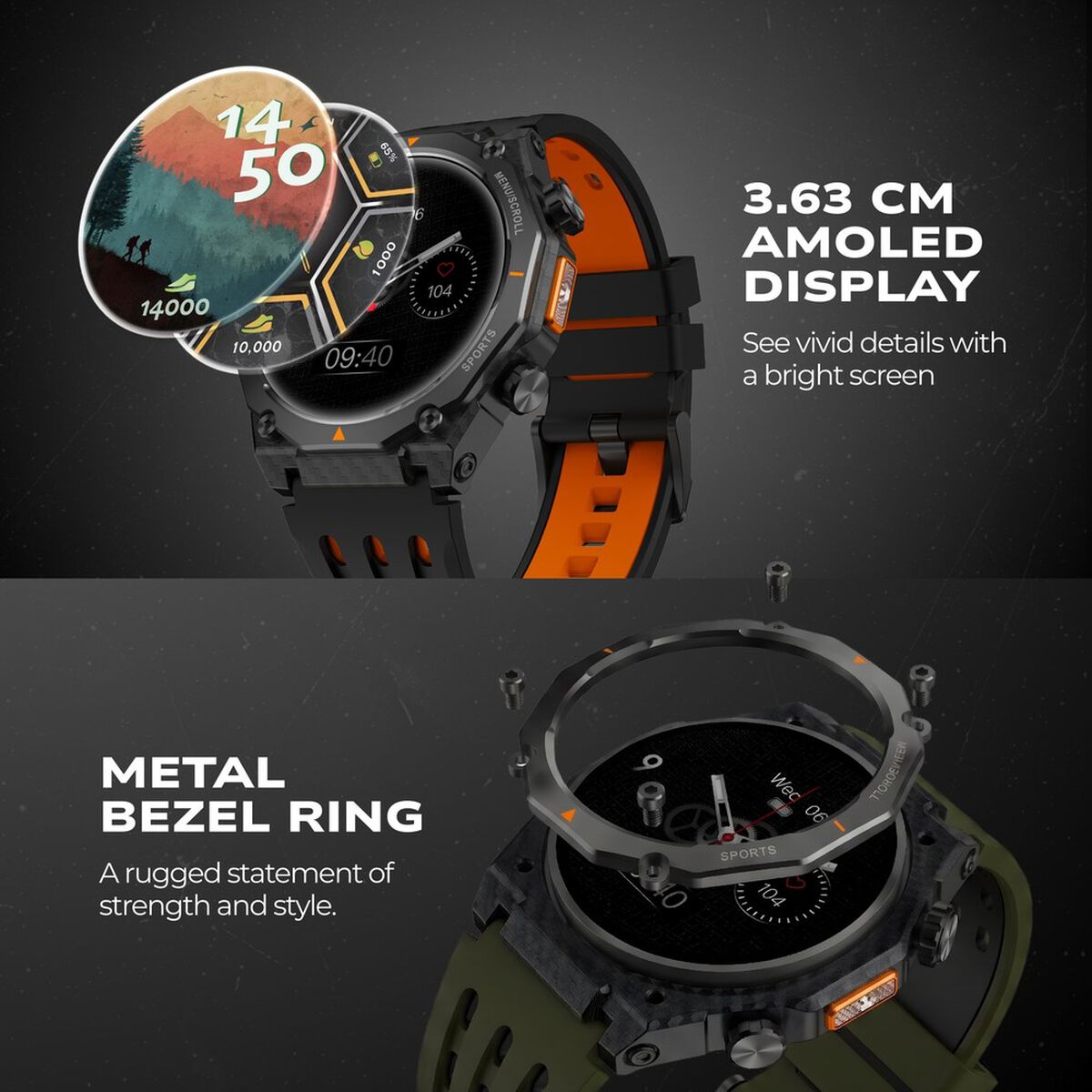 Fastrack Xtreme Adventure Smartwatch with 1.43" AMOLED Display, Dual Push Button, Dual Tone Strap, Multiple Menu Styles 3