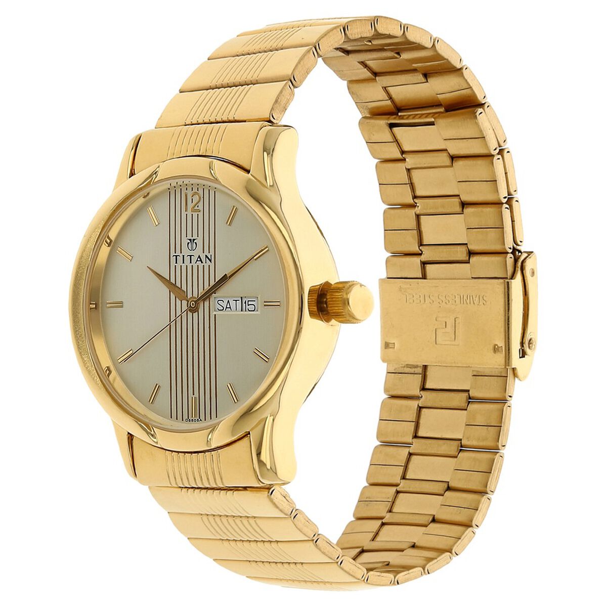 Titan Analog with Day and Date Champagne Dial Metal Strap watch for Men 2