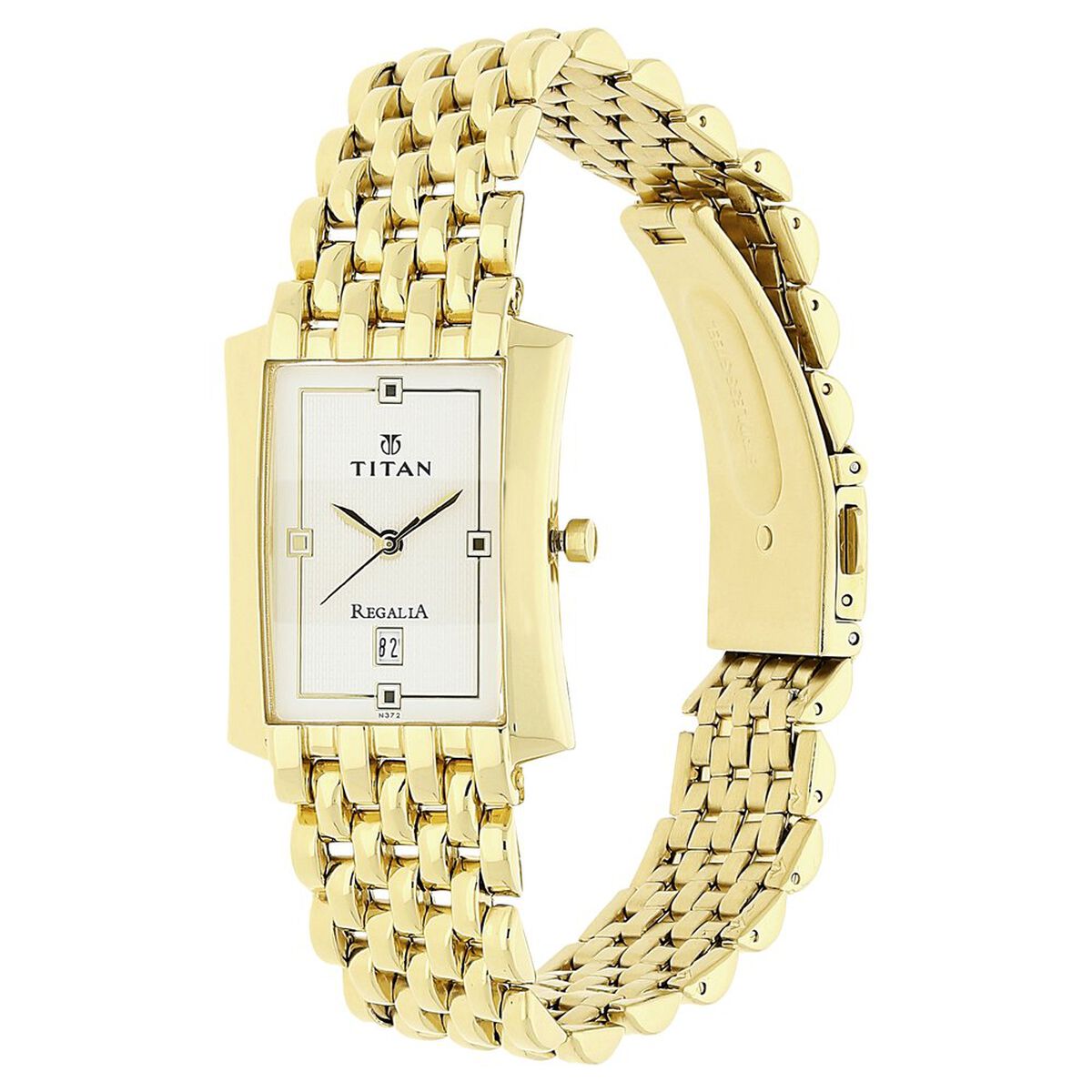 Titan Rectangle White Dial Analog with Date Stainless Steel Strap Watch for Men 2