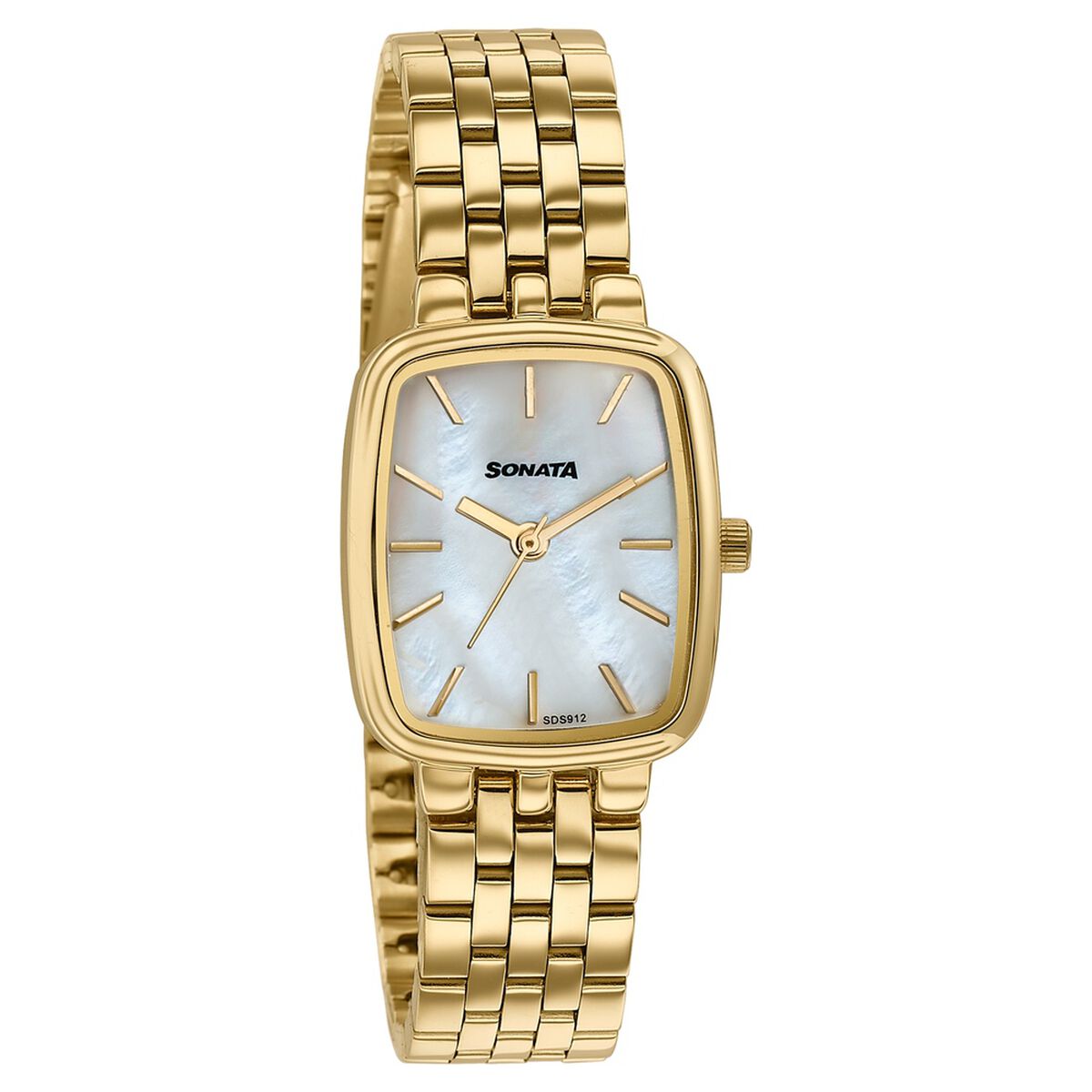 Sonata Festive Quartz Analog Mother Of Pearl Dial Gold Metal Strap Watch For Women 2