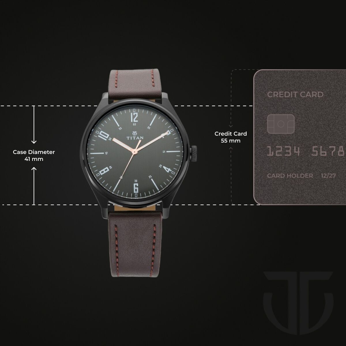 Titan Men's Minimalist Zen Watch Black: Sleek Leather Strap with Contrast Hands 3