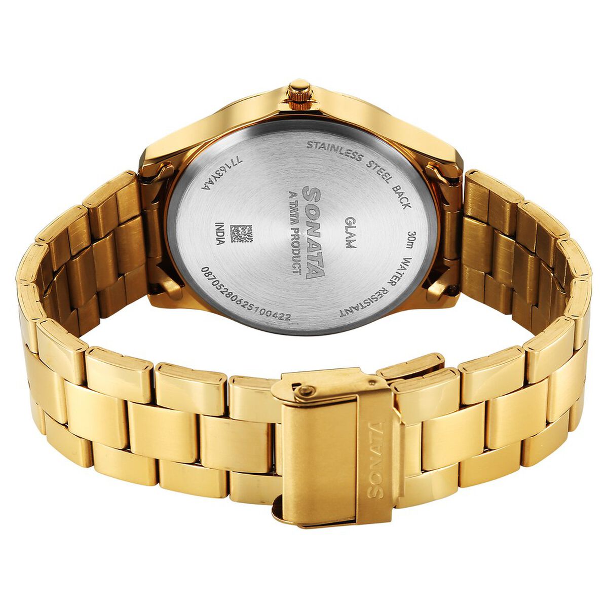 Sonata Traditional Essentials Quartz Analog Champagne Dial Golden Metal Strap Watch For Men 5