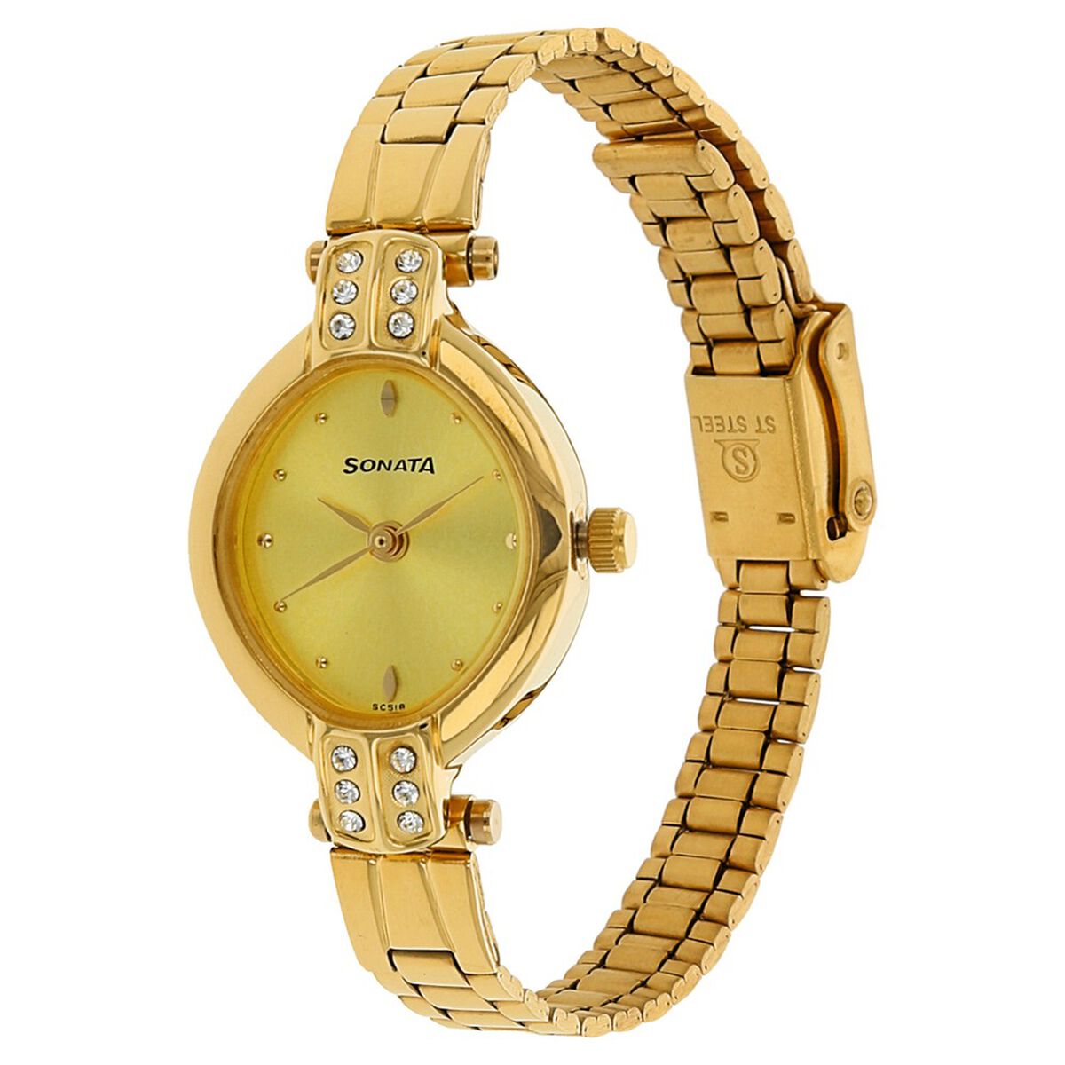 Sonata Quartz Analog Champagne Dial Stainless Steel Strap Watch for Women 2