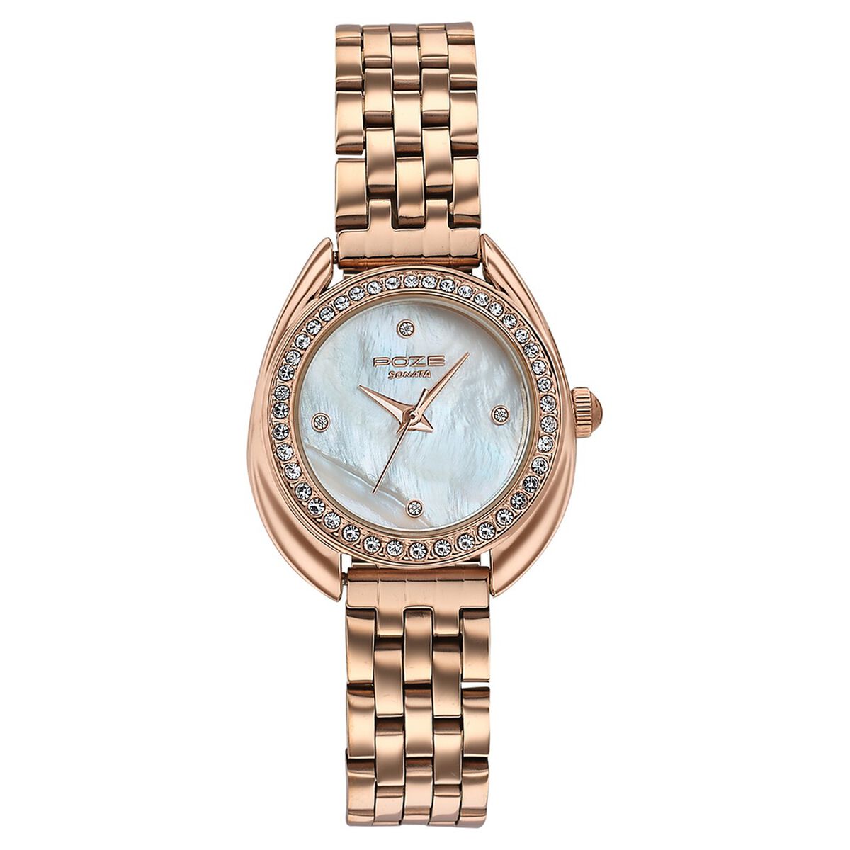 Poze By Sonata Quartz Analog Mother of Pearl Dial Rose Gold Metal Strap Watch For Women 2