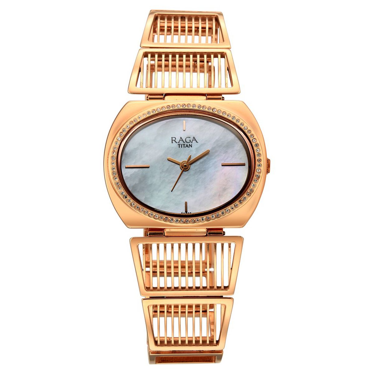 Titan Raga Ethereal Quartz Analog Mother of Pearl Dial Rose Gold Metal Strap Watch For Women 3