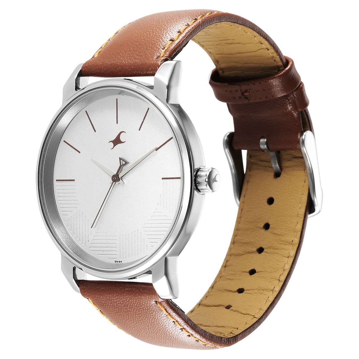 Fastrack Stunners Quartz Analog Silver Dial Leather Strap Watch for Guys 3