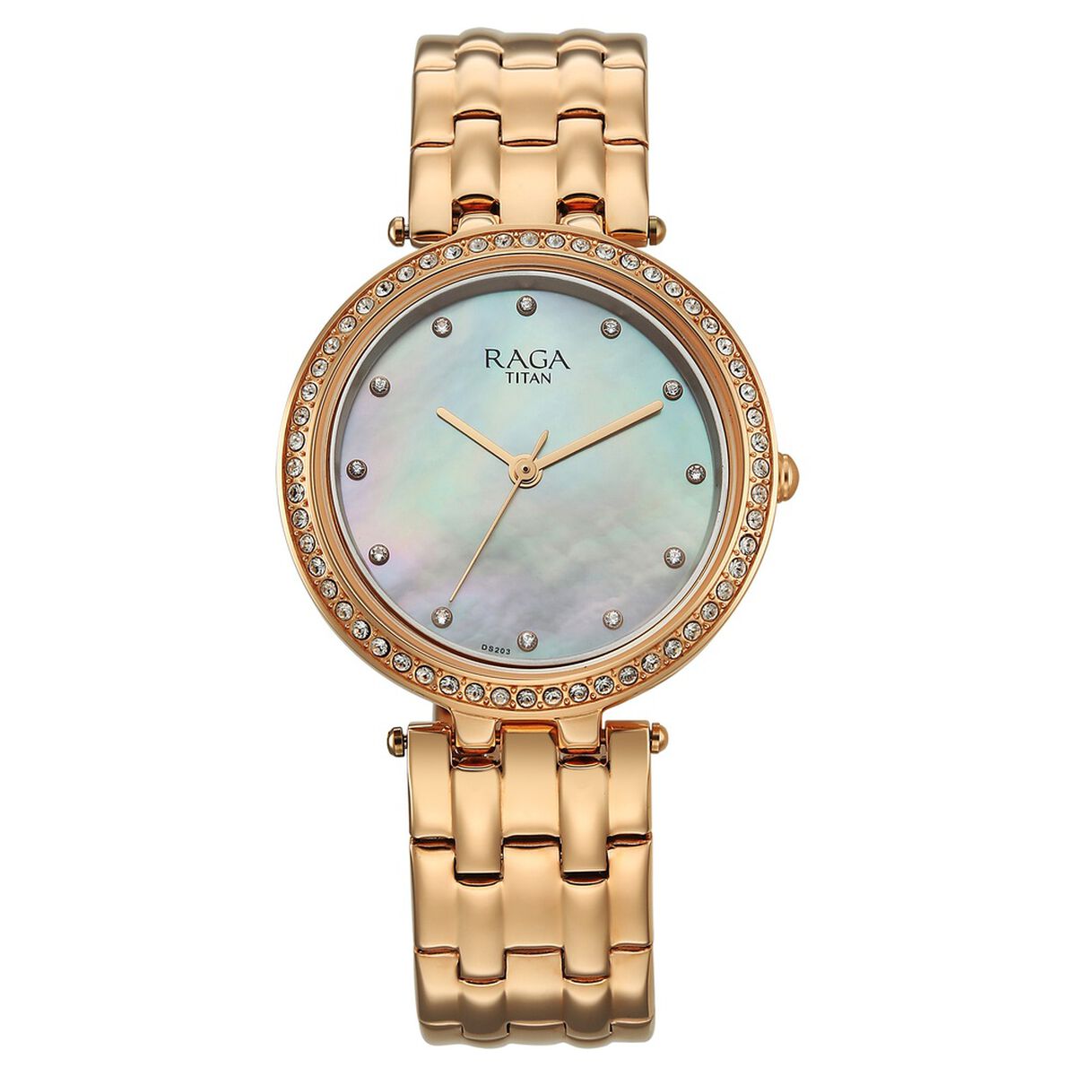 Titan Raga DEC Blaze Quartz Analog Mother of Pearl Dial Rose Gold Metal Strap Watch For Women 1