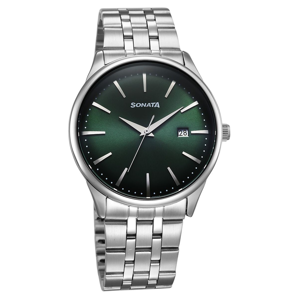Sonata Eternia Quartz Analog with Date Green Dial Metal Strap Watch For Men 1