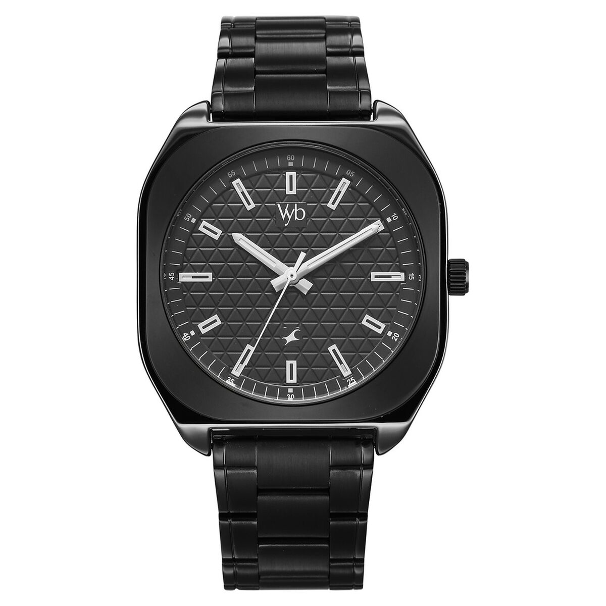 Vyb Aviator By Fastrack Quartz Analog Black Dial Two Toned Stainless Steel Strap Watch For Guys 2