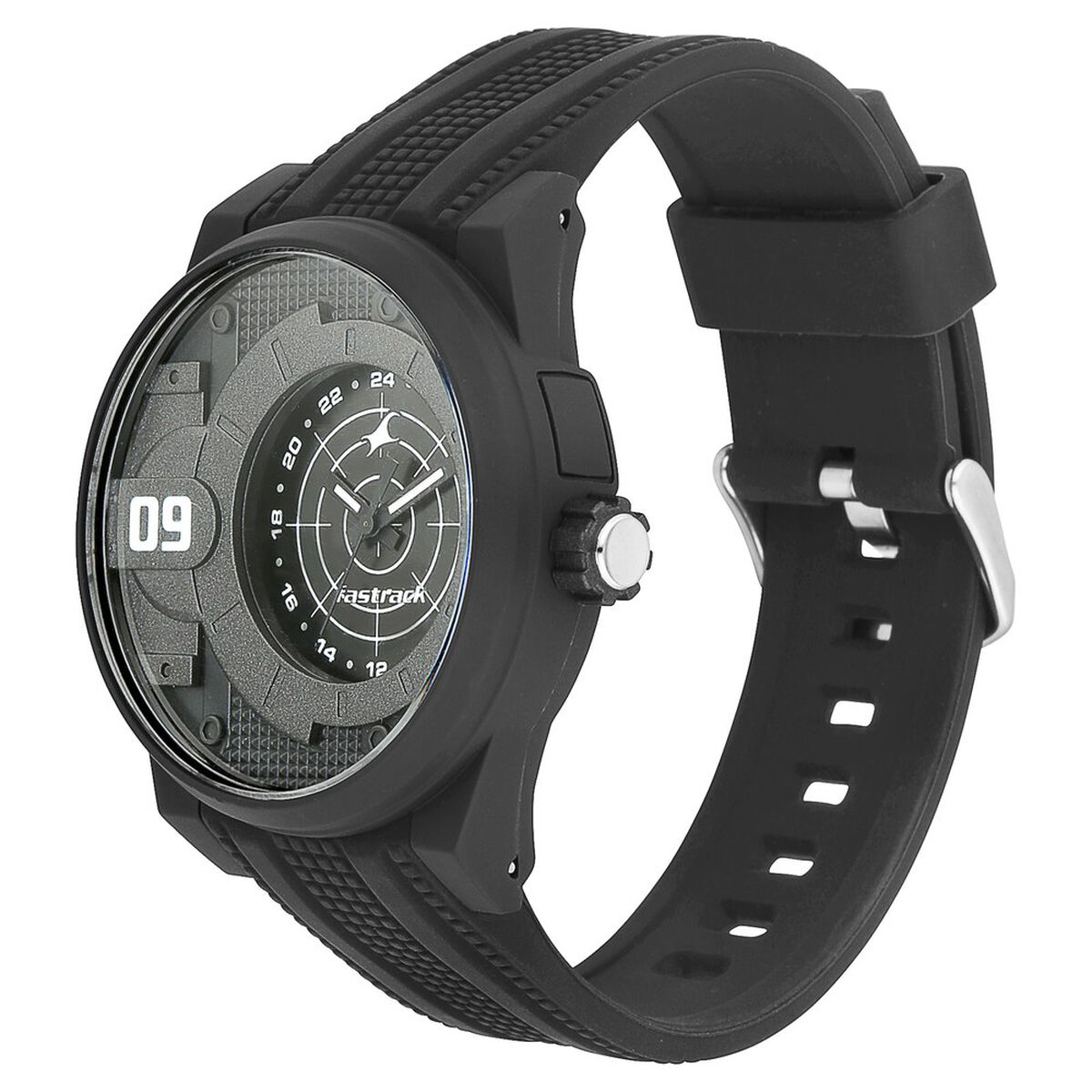 Fastrack Trendies Quartz Analog Black Dial Silicone Strap Watch for Guys 4