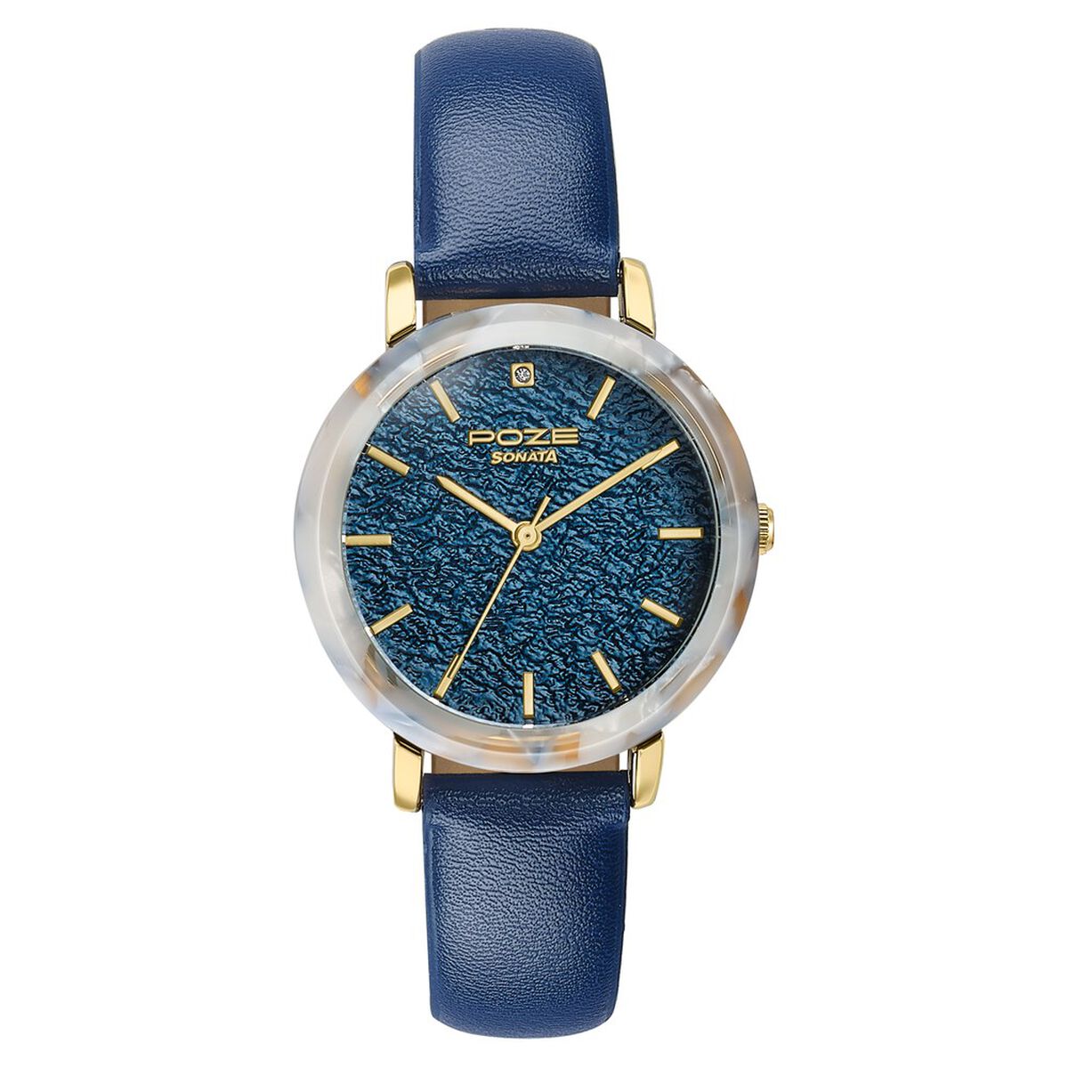 Poze By Sonata Quartz Analog Blue Dial Blue PU Leather Strap Watch For Women 2