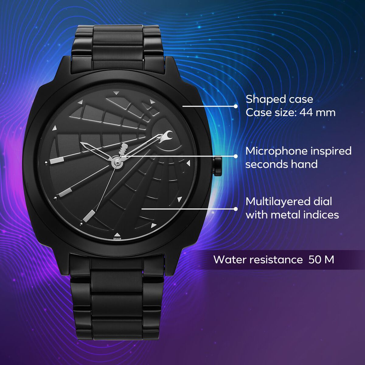 Fastrack Groove Quartz Analog Black Dial Guys Stainless Steel Watch 3