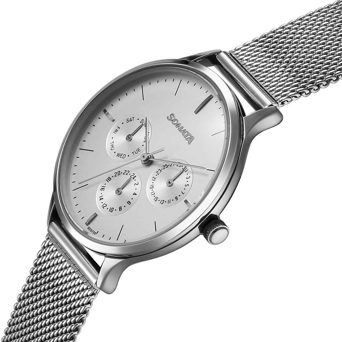 Sonata Festive Quartz Multifunction Silver Dial Metal Strap Watch For Women 3