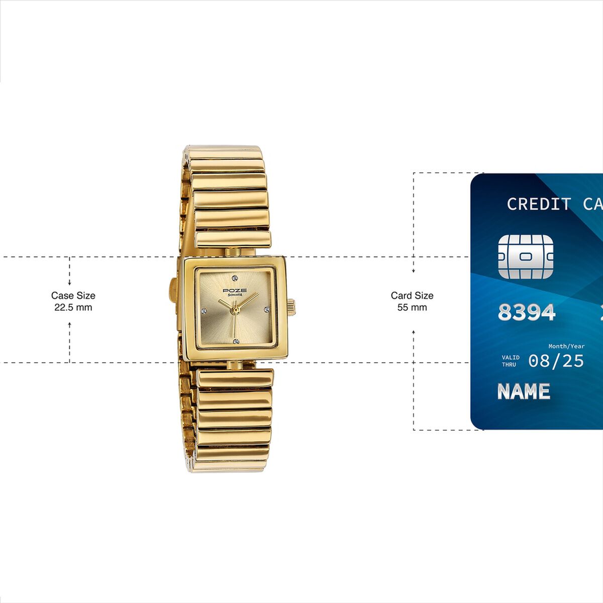 Sonata Poze Quartz Analog Silver Dial Golden Metal Strap Watch For Women 4