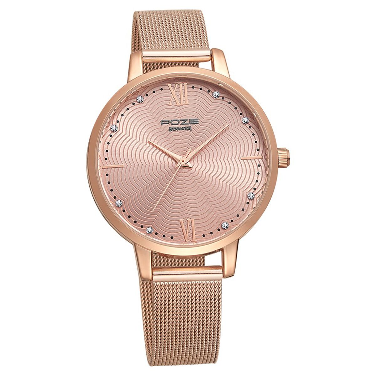 Poze by Sonata Quartz Analog Pink Dial Stainless Steel Strap Watch for Women 2