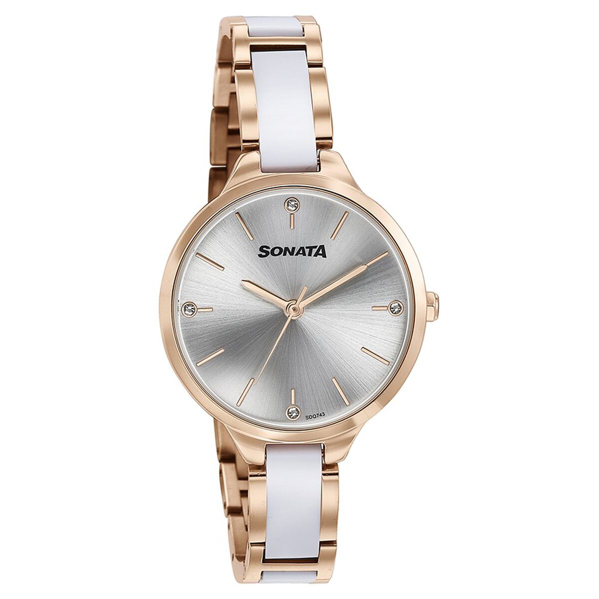 Sonata Quartz Analog Silver Dial Two Toned Stainless Steel Strap Watch For Women 3