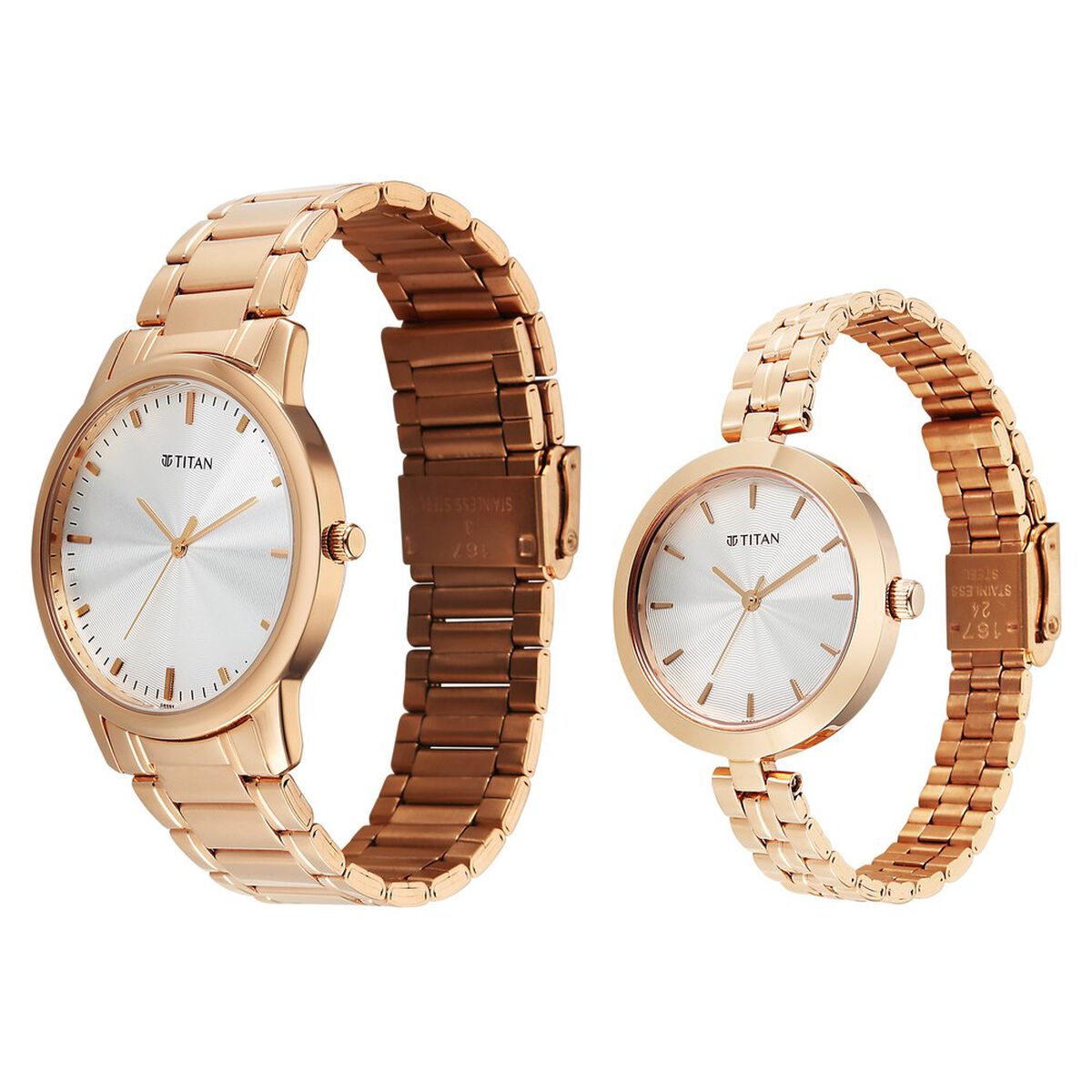 Titan Bandhan Eternal Pair Analog with Silver Dial Rose Gold Stainless Steel Strap Watch for Couples 3