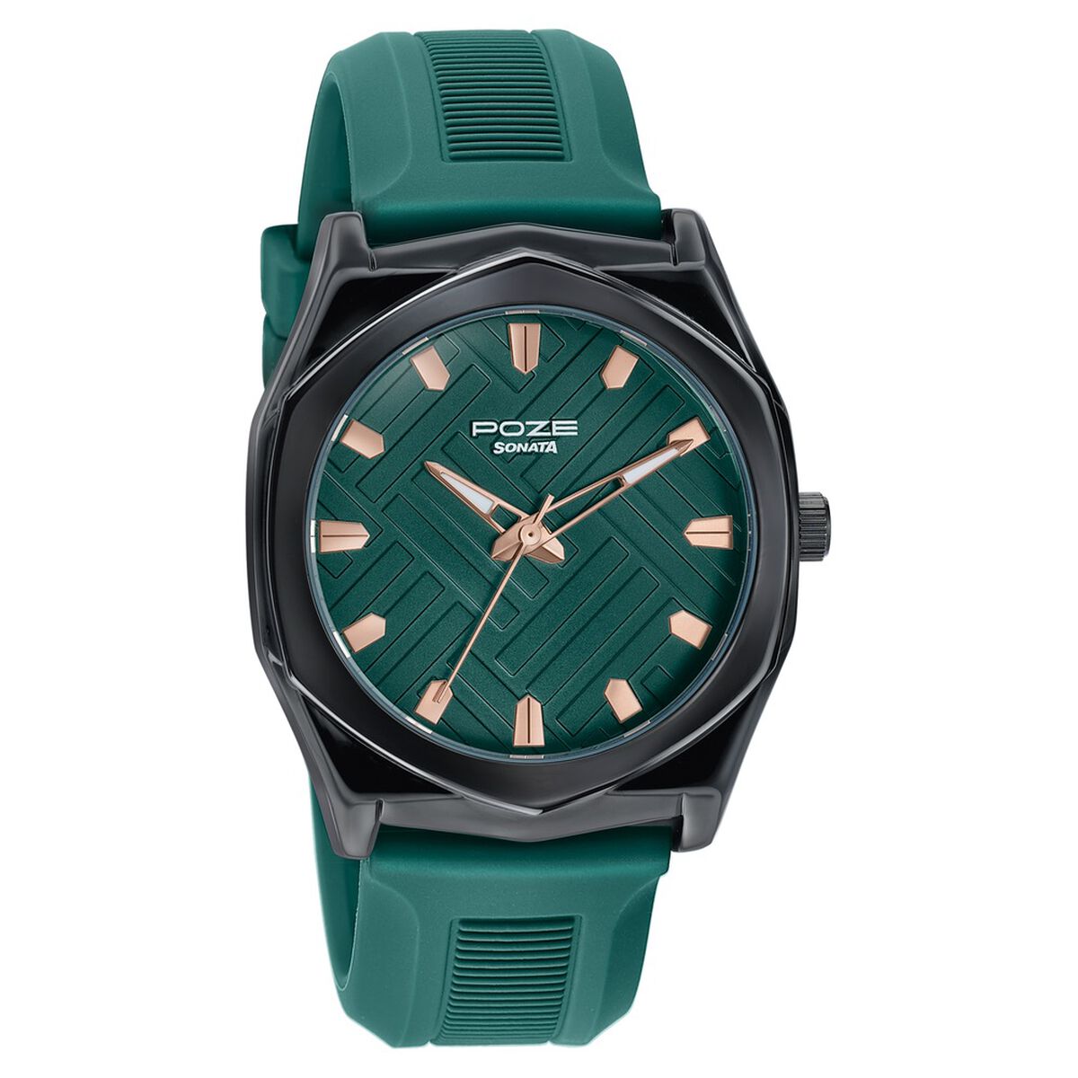 Poze By Sonata Quartz Analog Green Dial Green Silicone Strap Watch For Men 3