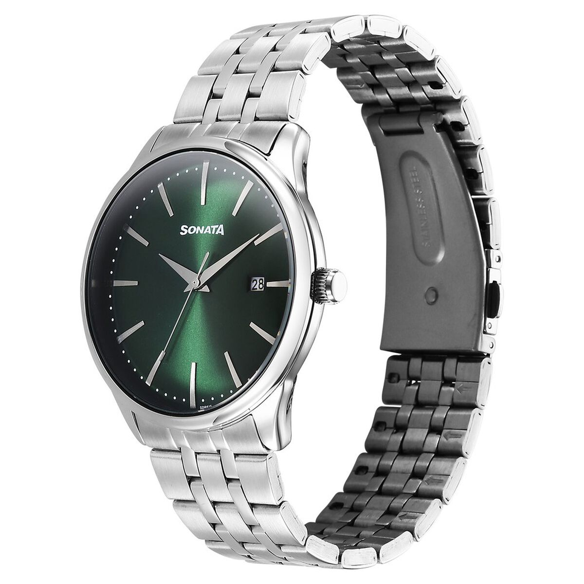 Sonata Eternia Quartz Analog with Date Green Dial Metal Strap Watch For Men 2
