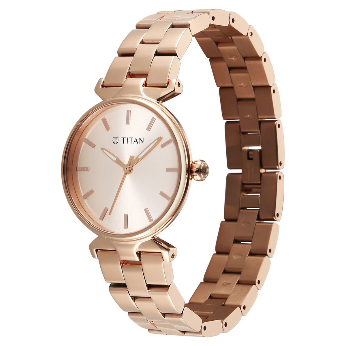 Titan Workday Edit Quartz Analog Pink Dial Rose Gold Stainless Steel Strap Watch For Women 3