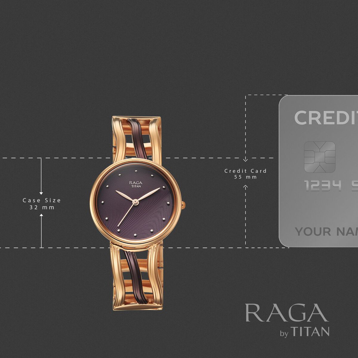 Titan Raga Sierra Quartz Analog Brown Dial Two Toned Metal Strap Watch For Women 4
