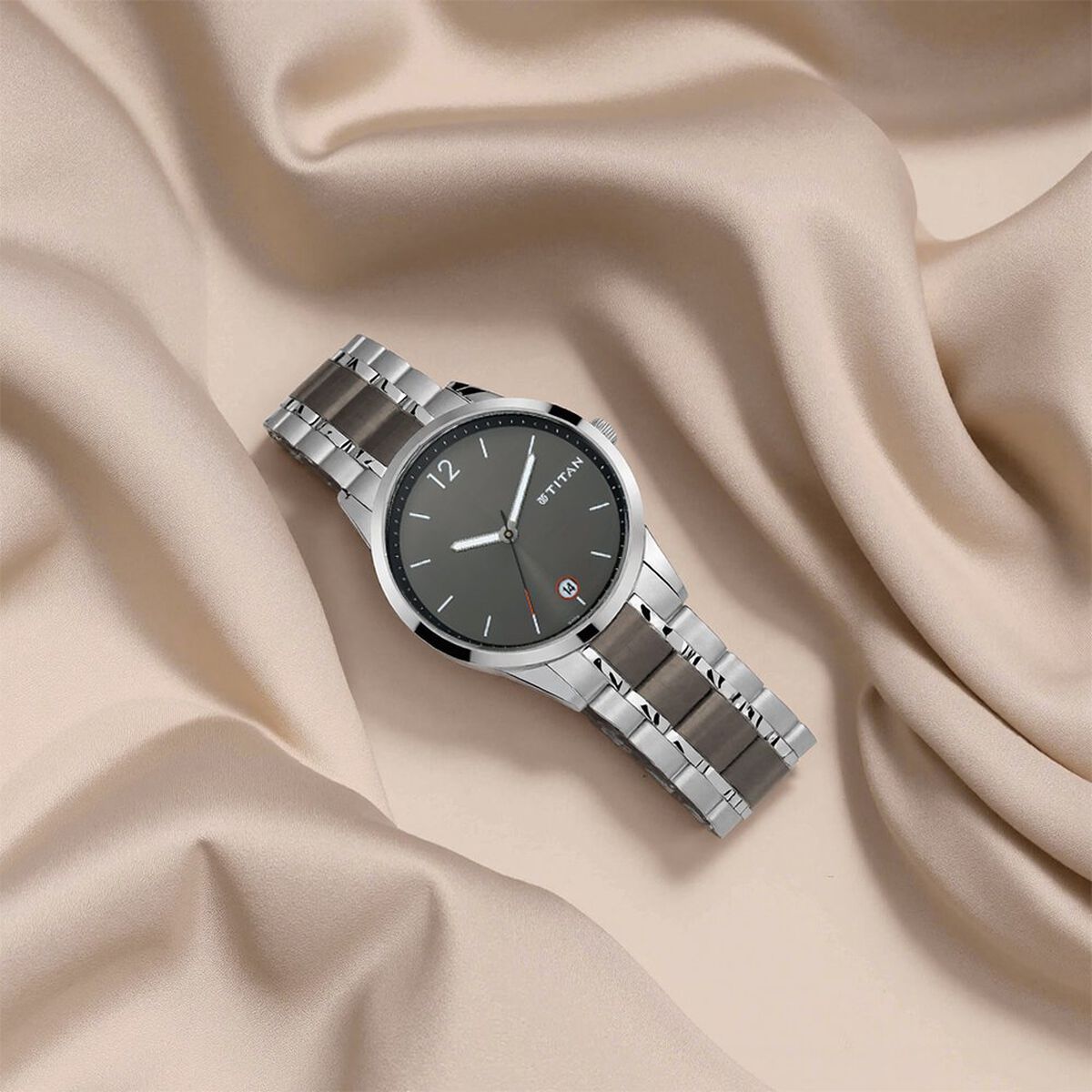 Titan Men's Timeless Style Watch: Refined Anthra Dial and Metal Strap 1