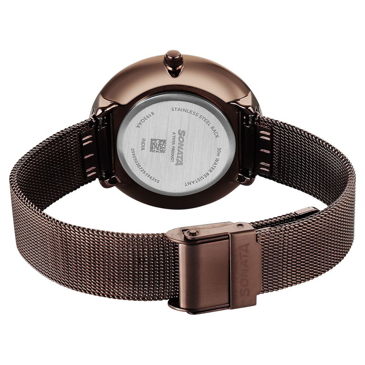 Sonata Modern Edit Quartz Analog Brown Dial Stainless Steel Strap Watch For Women 5