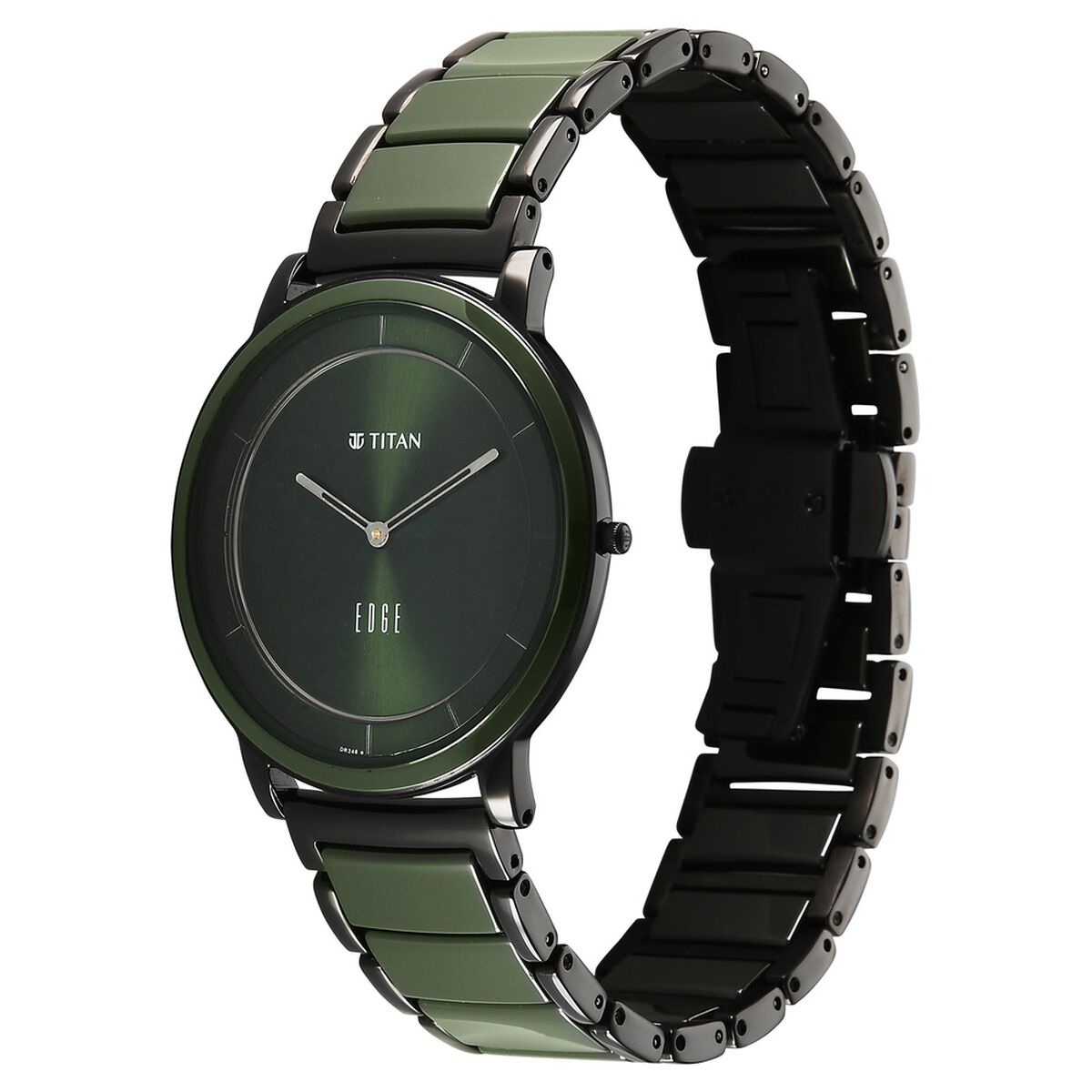 Titan Edge Melange Slim Steel & Ceramic Strap Green Dial Analog Watch For Men 3