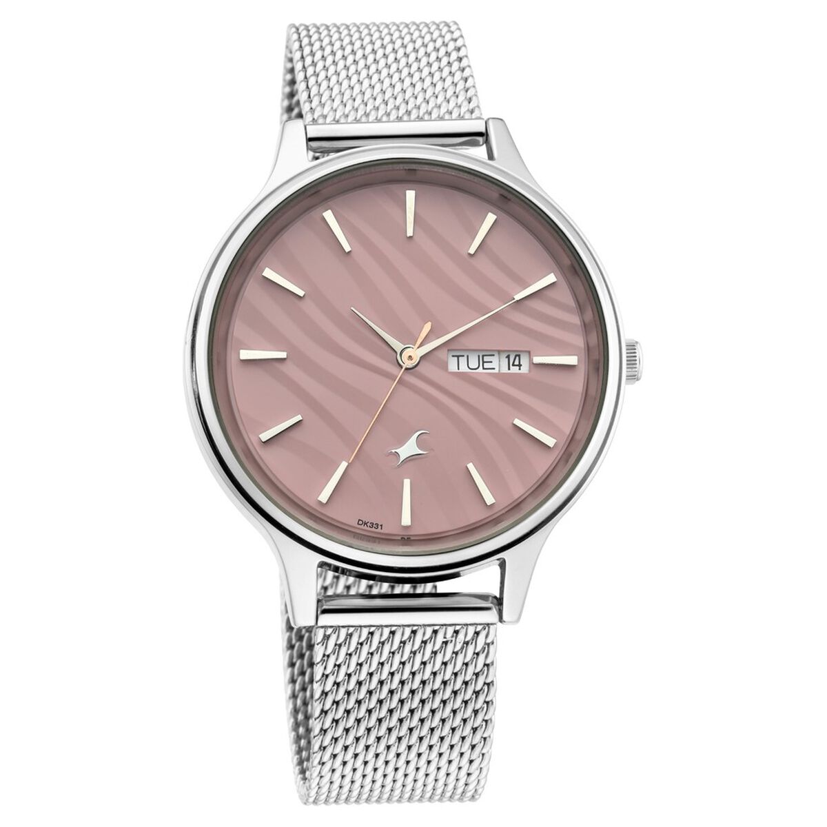 Fastrack Ruffles Quartz Analog with Day and Date Pink Dial Stainless Steel Strap Watch for Girls 2