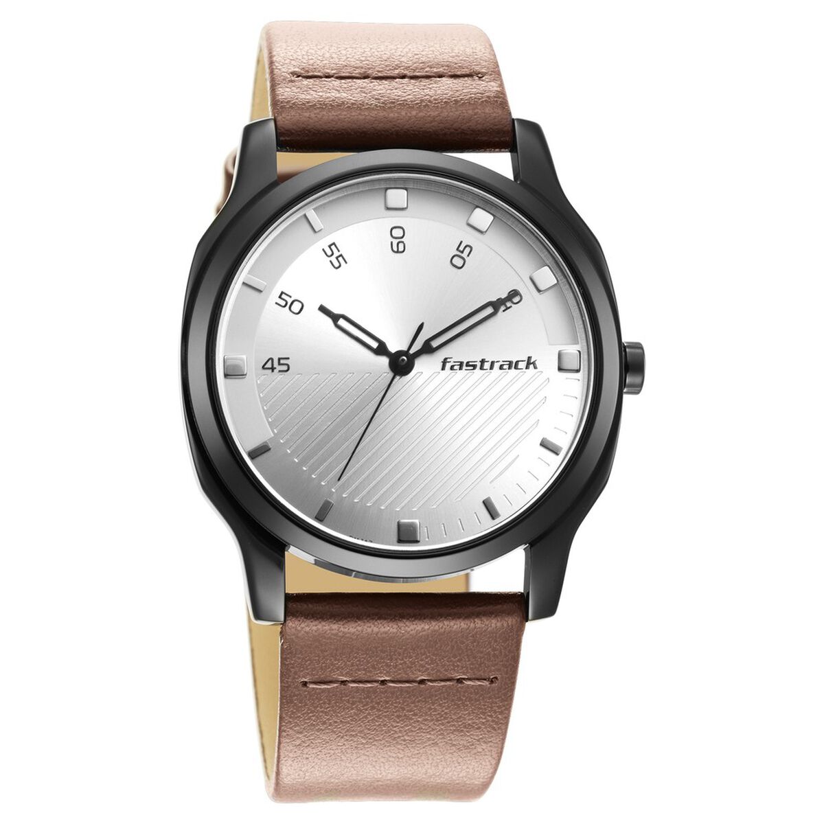Fastrack Stunners Quartz Analog Silver Dial Leather Strap Watch for Guys 2