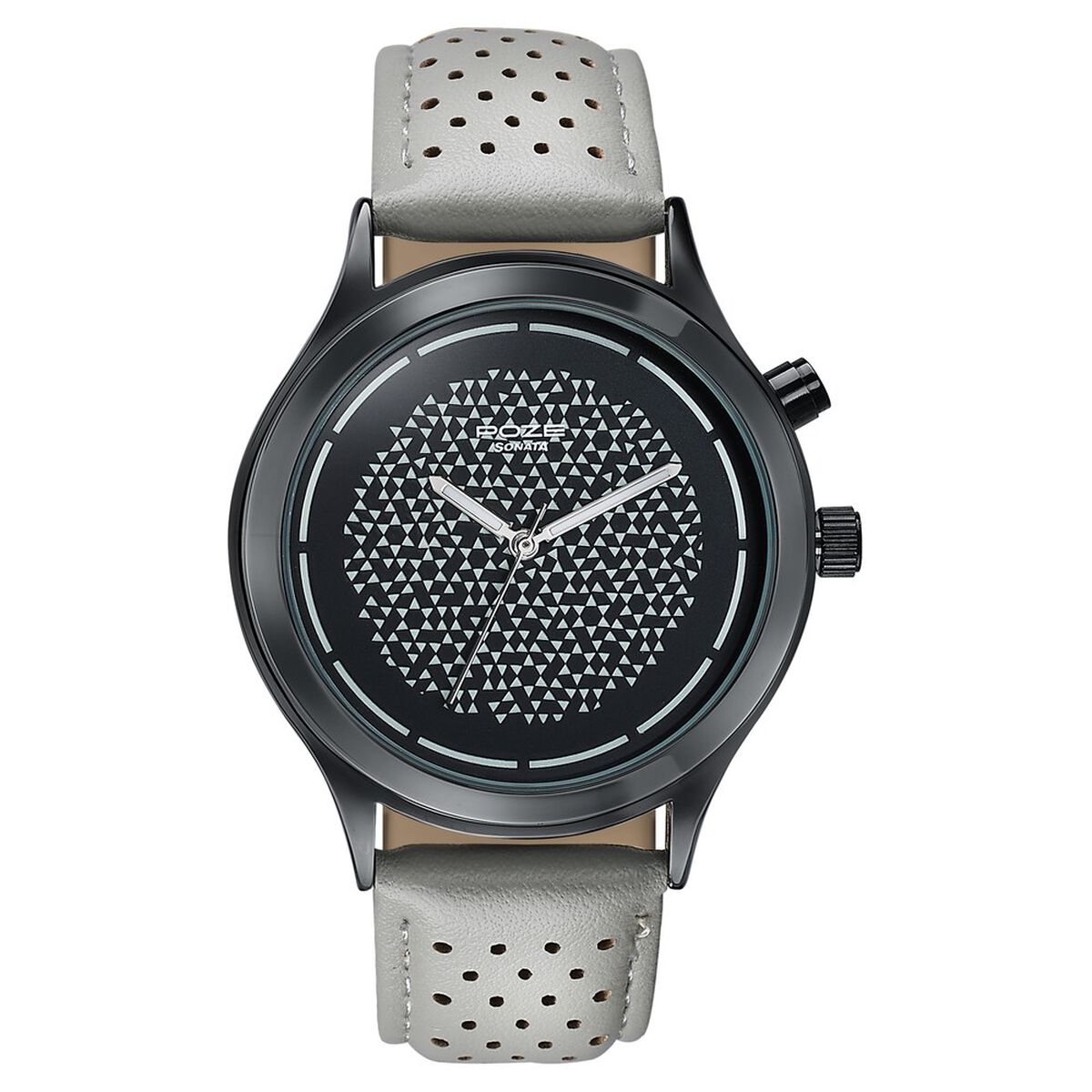 Poze By Sonata Quartz Analog Two Toned Dial Grey PU Leather Strap Watch For Men 2