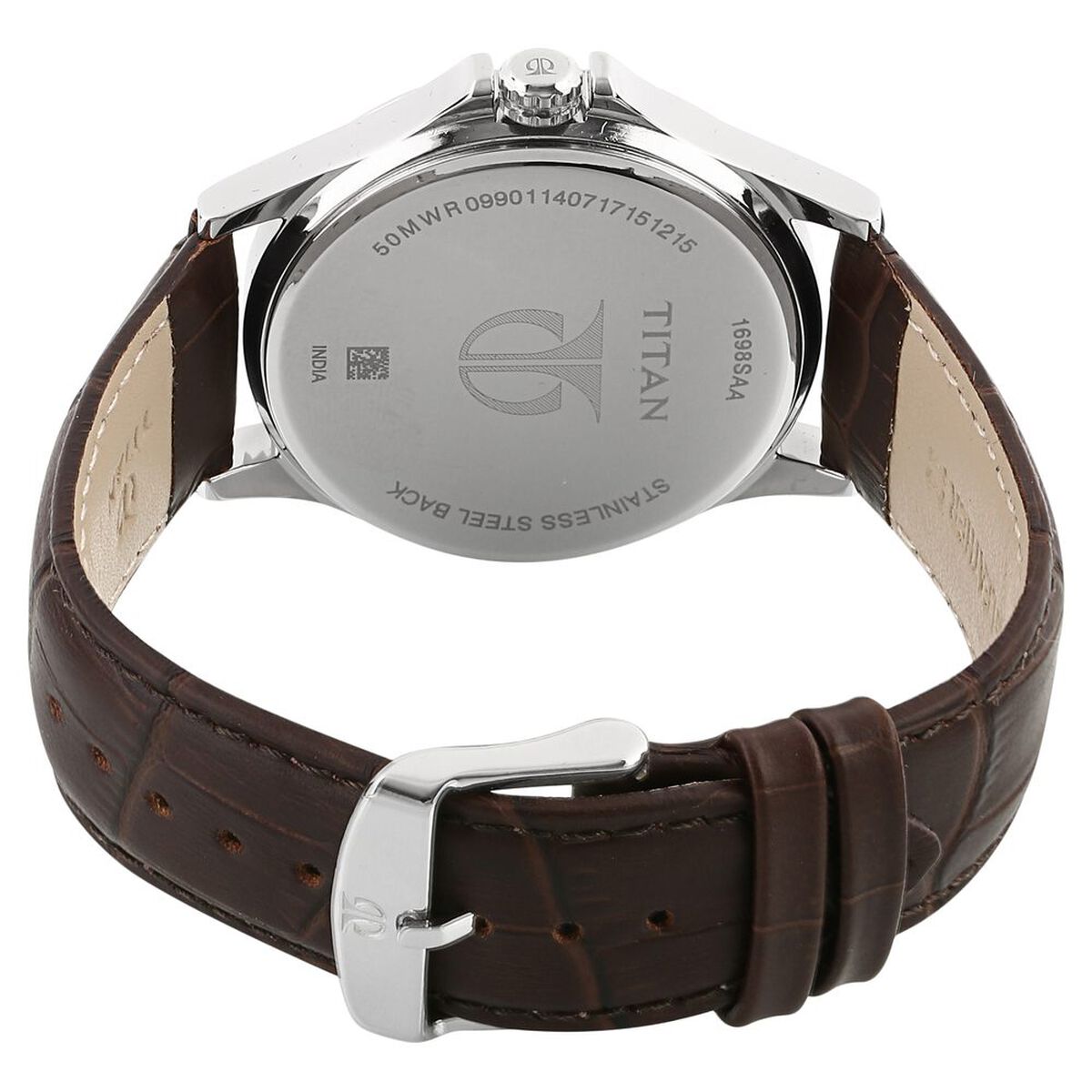 Titan Quartz Multifunction Silver Dial Leather Strap Watch for Men 4