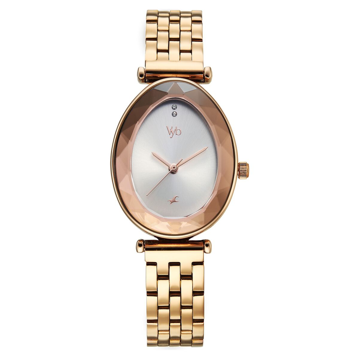 Vyb Prodigy By Fastrack Quartz Analog Silver Dial Rose Gold Stainless Steel Strap Watch For Girls 2