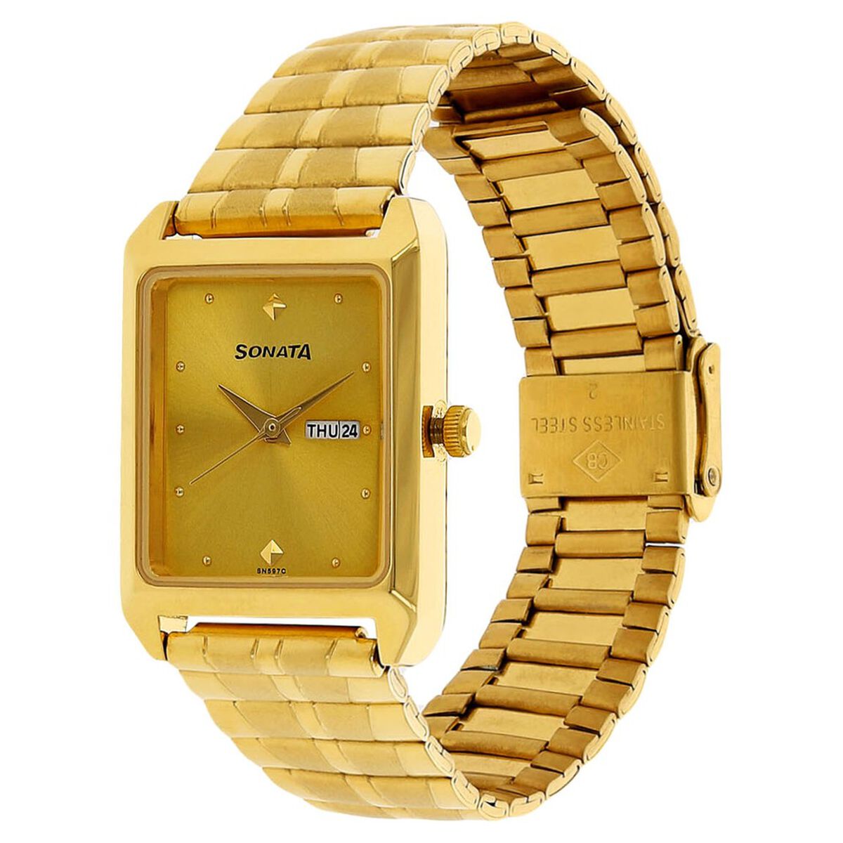 Sonata Quartz Analog Champagne Dial Stainless Steel Strap Watch for Men 2