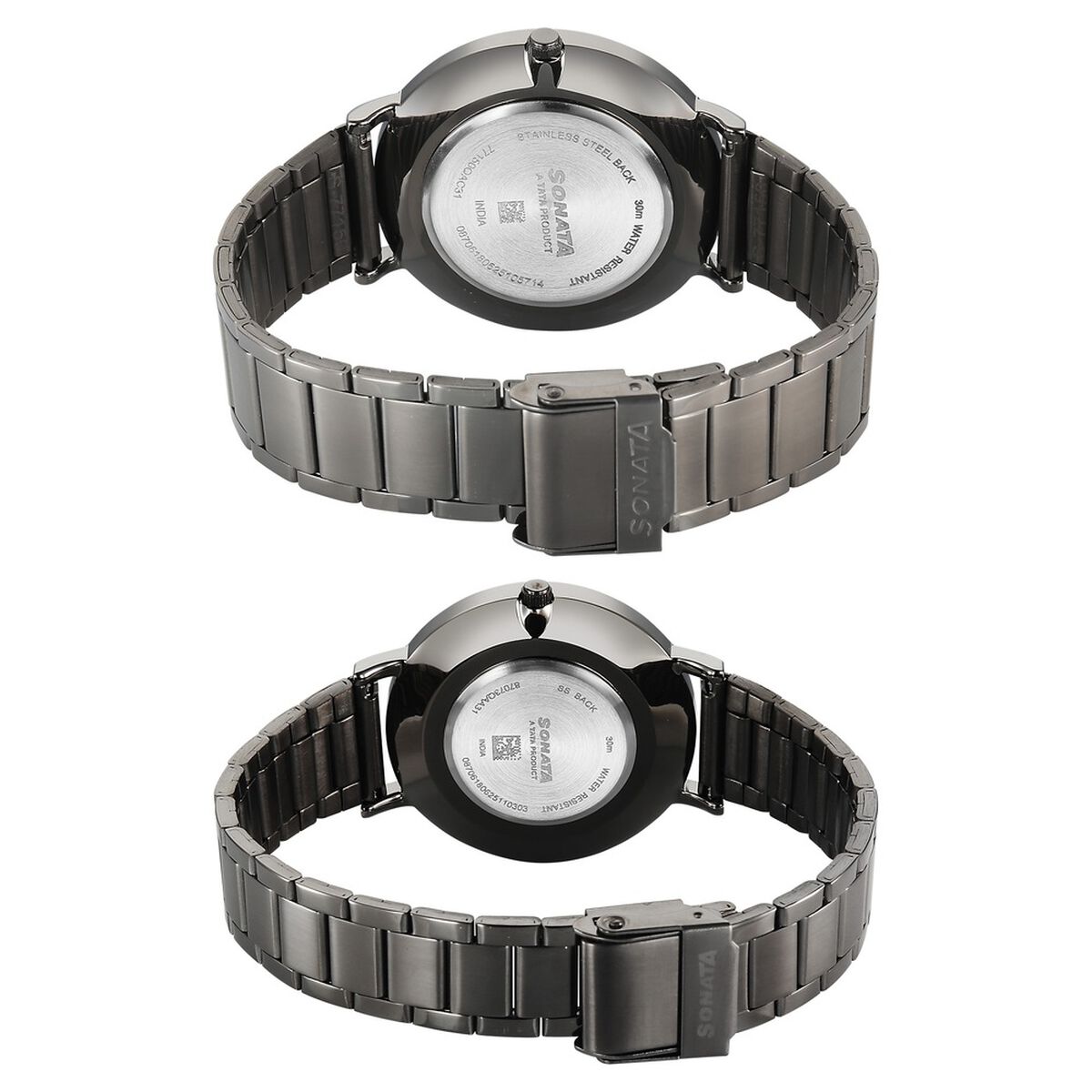 Sonata Soulmate Quartz Analog Grey Dial Grey Stainless Steel Strap Watch For Couple 5
