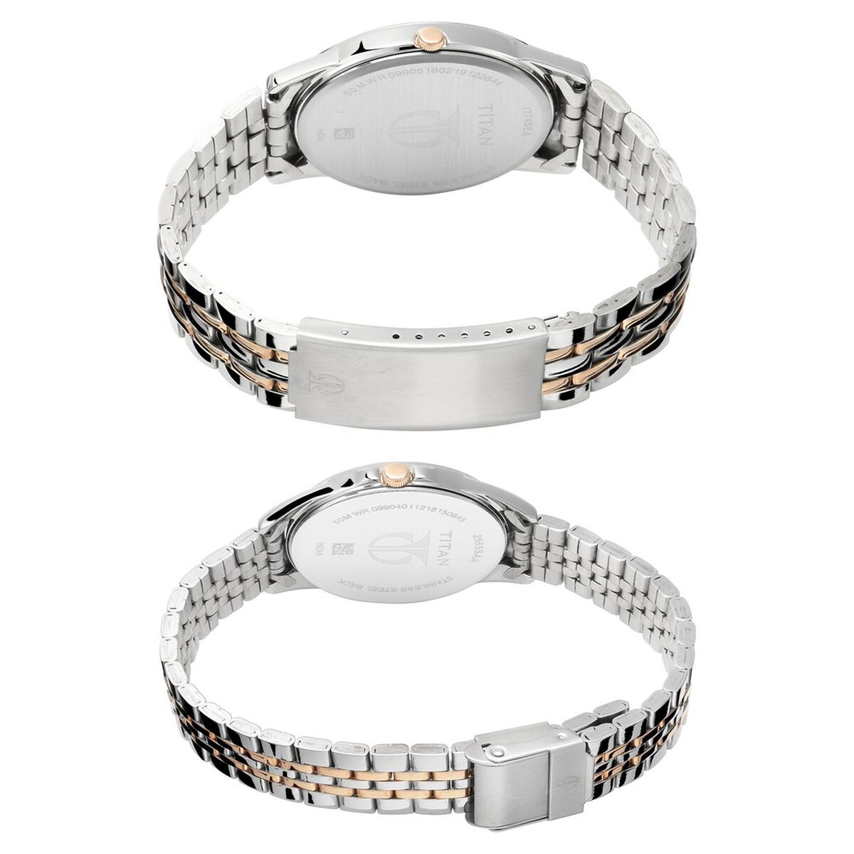 Titan Bandhan Quartz Analog with Day and Date Silver Dial Stainless Steel Strap Watch for Couple 5