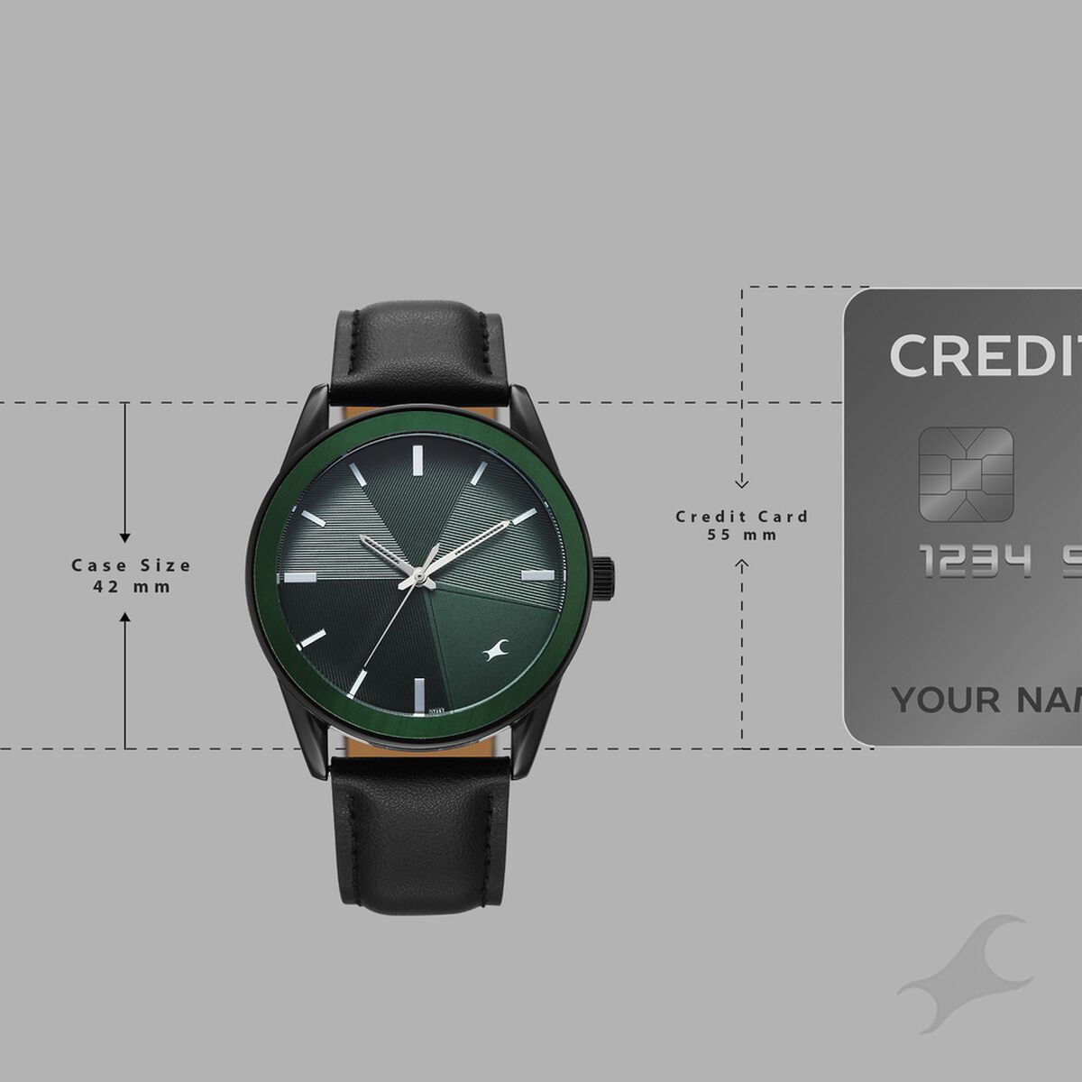 Fastrack Stunners Quartz Analog Green Dial Black Leather Strap Watch For Guys 4