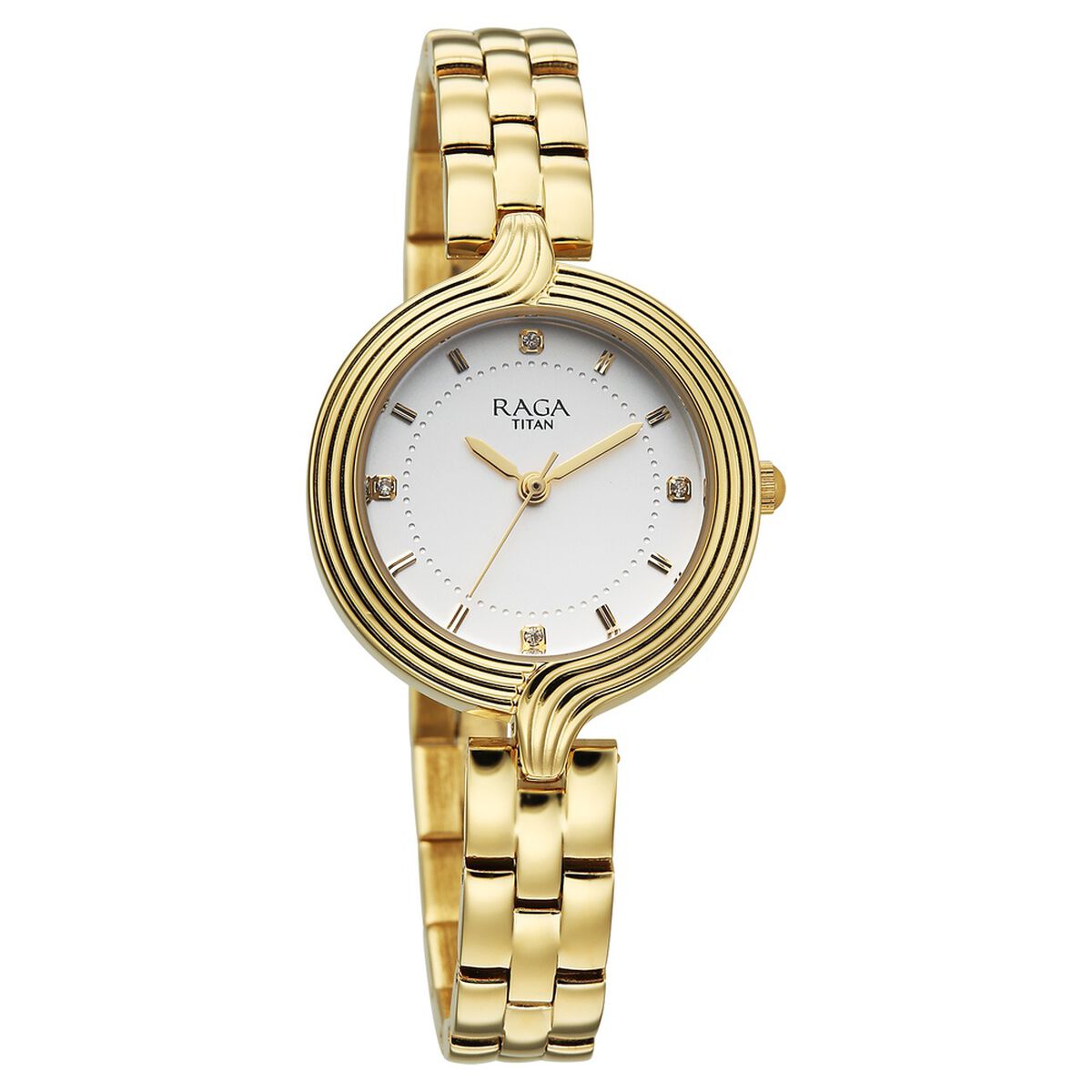 Titan Raga Showstopper Quartz Analog White Dial Rose Gold Metal Strap Watch For Women 2