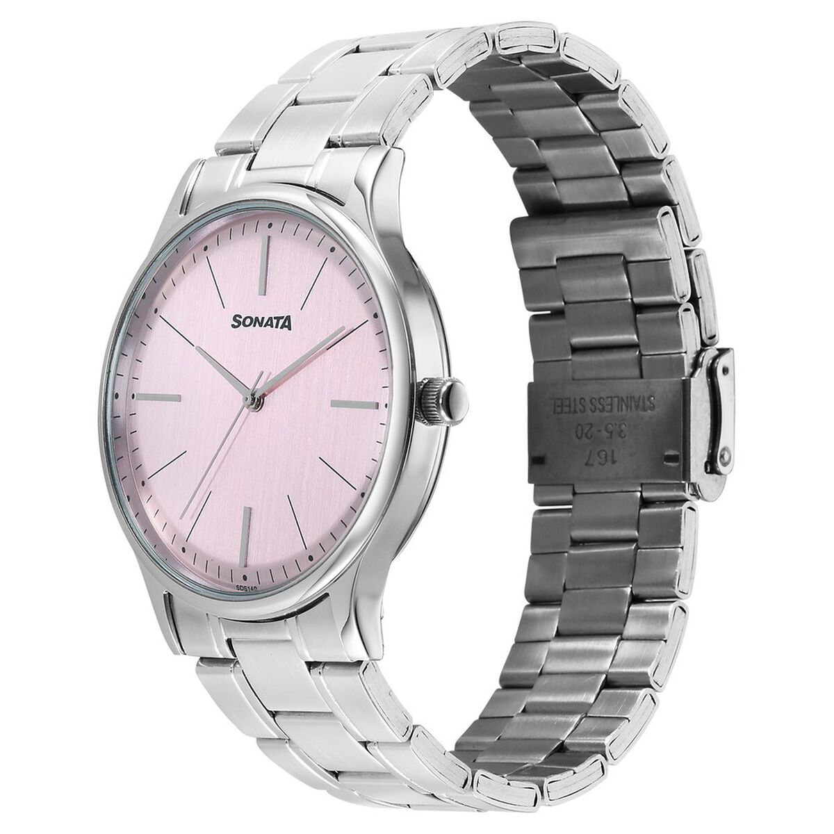 Sonata Aspire Quartz Analog Pink Dial Stainless Steel Strap Watch For Men 2