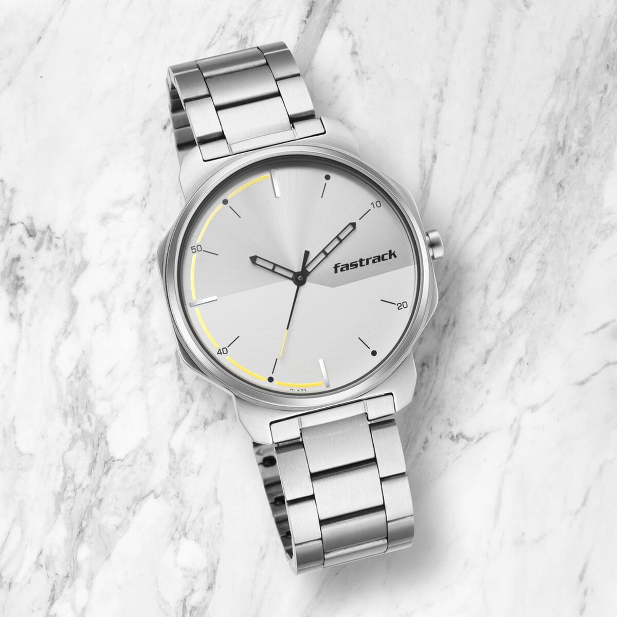 Fastrack Stunners Quartz Analog Silver Dial Metal Strap Watch for Guys 1