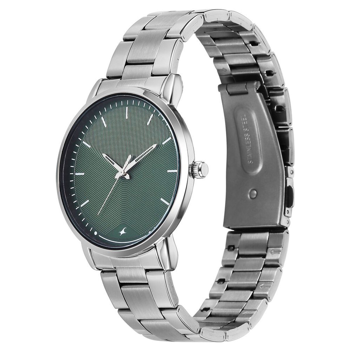 Fastrack Stunners Quartz Analog Green Dial Silver Stainless Steel Strap Watch For Guys 3