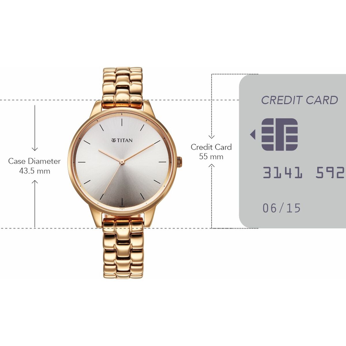 Titan Neo Quartz Analog Grey Dial Rose Gold Metal Strap Watch For Women 4