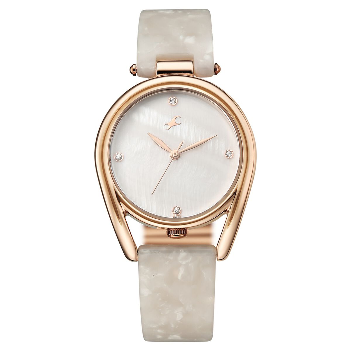 Fastrack Younique Quartz Analog Mother of Pearl Dial Two Toned Acetate & Metal Strap Watch For Girls 1