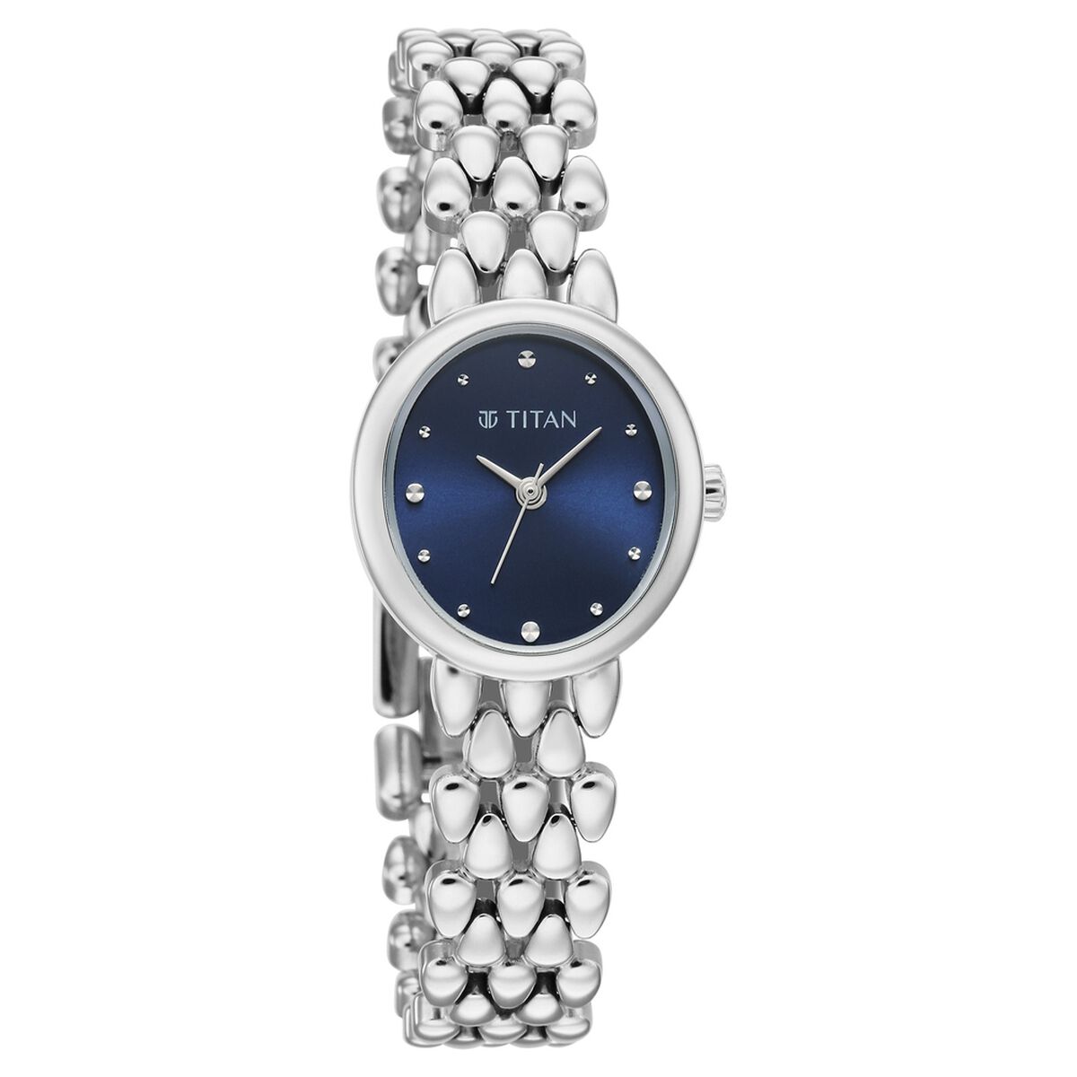 Titan Purple Serein Quartz Analog Blue Dial Silver Metal Strap Watch For Women 2