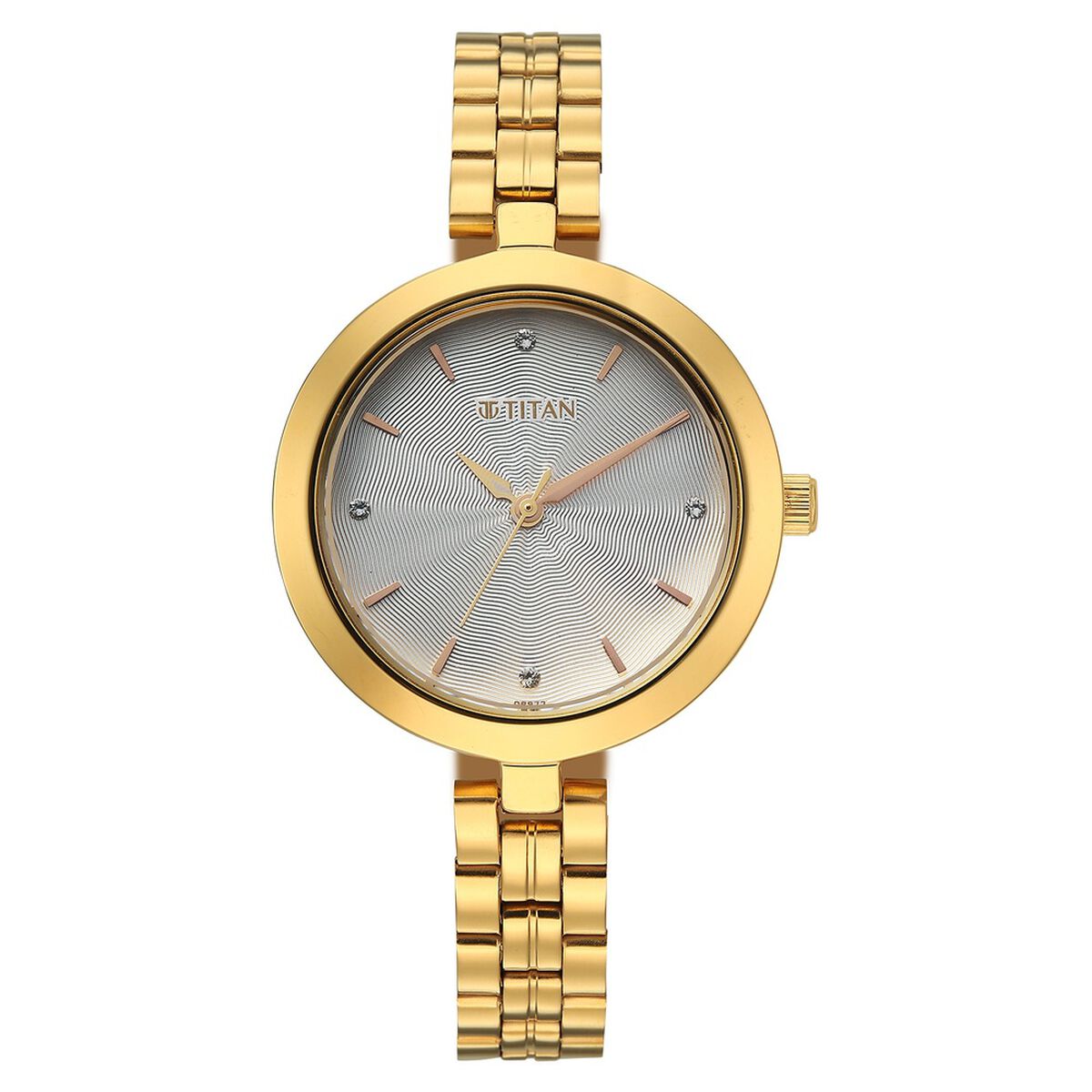 Titan Titan Karishma Quartz Analog Pink Dial Golden Stainless Steel Strap Watch For Women 1
