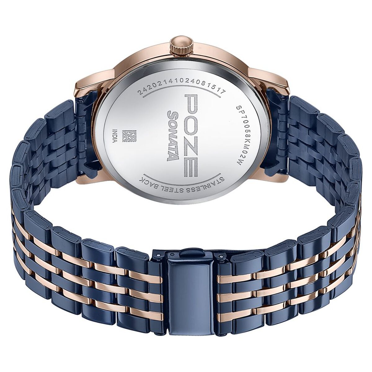 Sonata Poze Quartz Analog Blue Dial Metal Strap Watch For Men 5