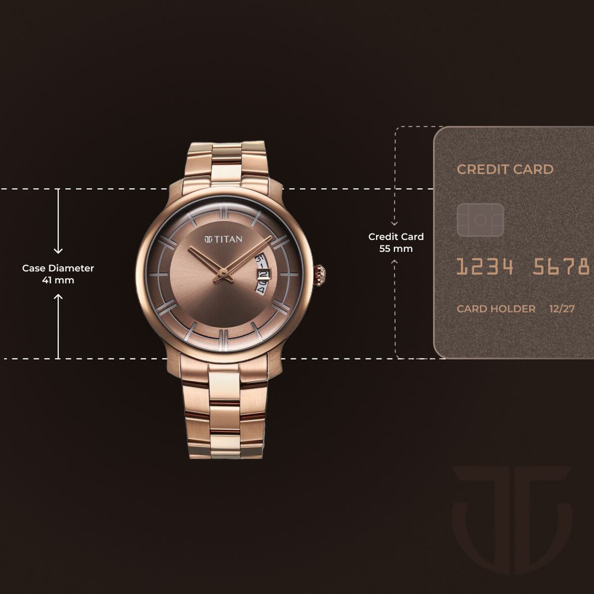 Titan Clasique Slim Quartz Analog with Date Coffee Brown Dial Stainless Steel Strap Watch For Men 3