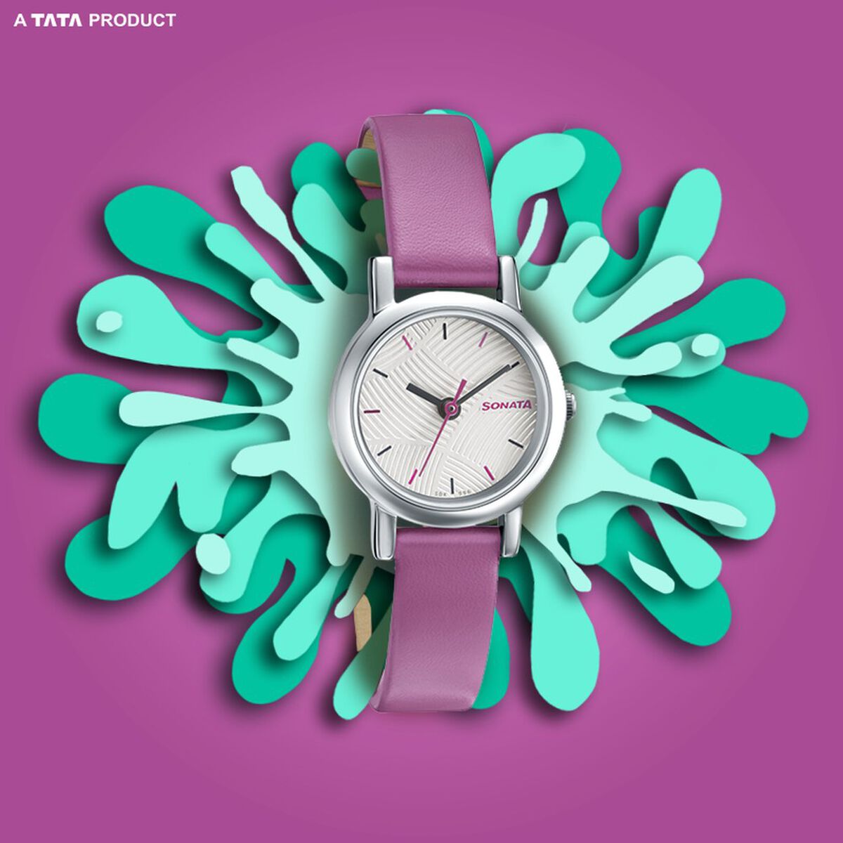 Sonata Splash White Dial Women Watch With Leather Strap 1
