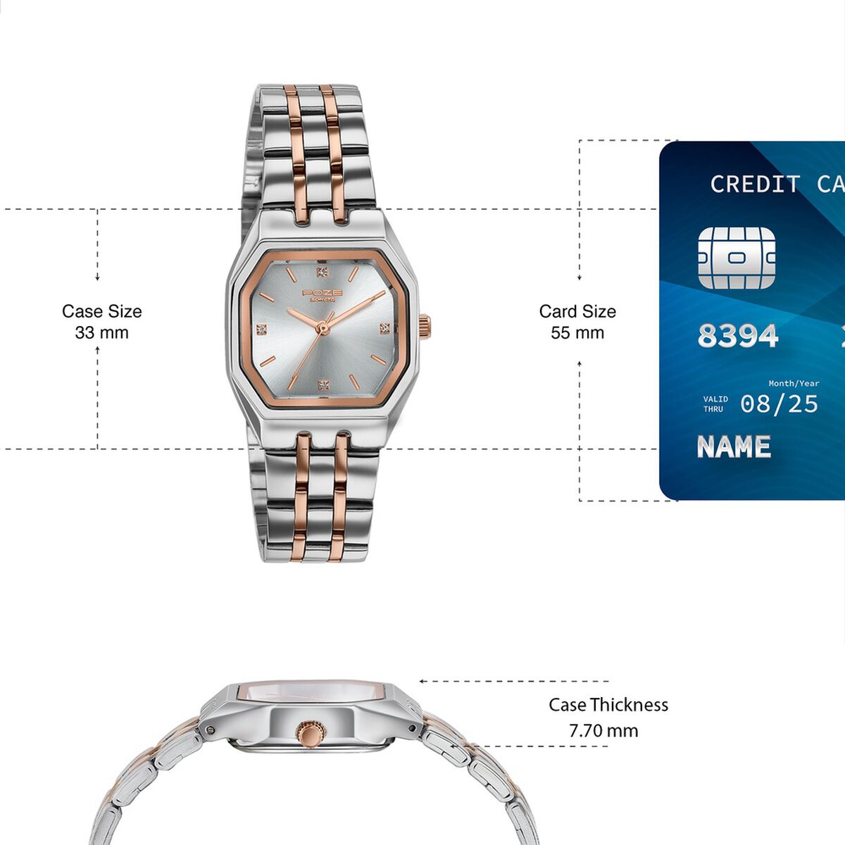 Poze By Sonata Quartz Analog Silver Dial Two Toned Metal Strap Watch For Women 4