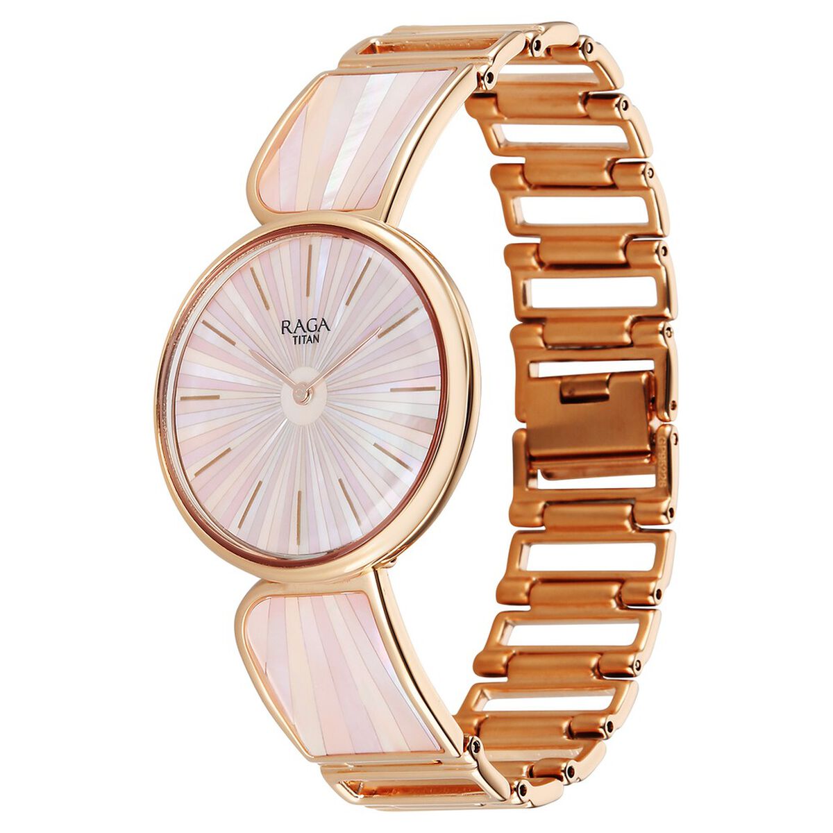Titan Raga Power Pearls Quartz Analog Mother of Pearl Dial Rose Gold Metal Strap Watch For Women 3